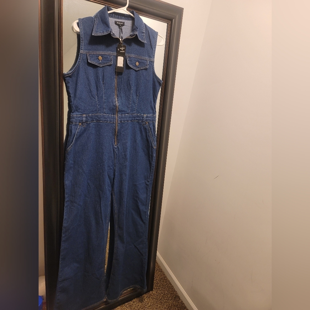 bebe Indigo Denim Jumpsuit